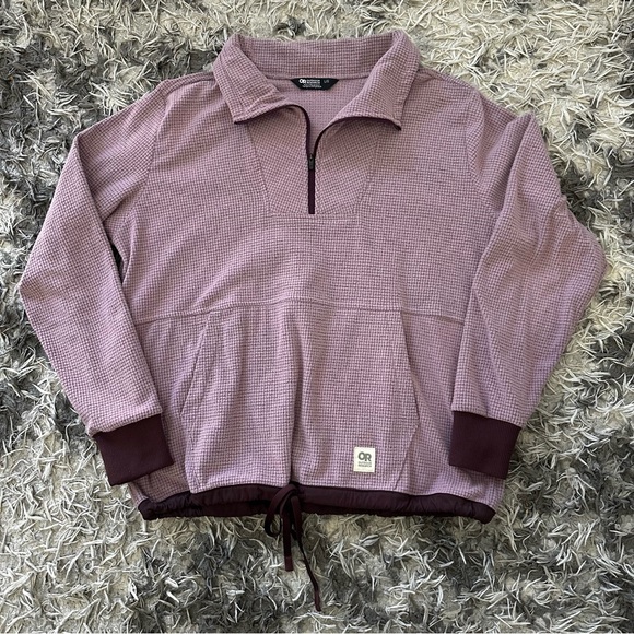 Outdoor Research Sweaters - Outdoor Research Trail Mix Quarter Zip Womens L Lavender Fleece Waffle Thermal